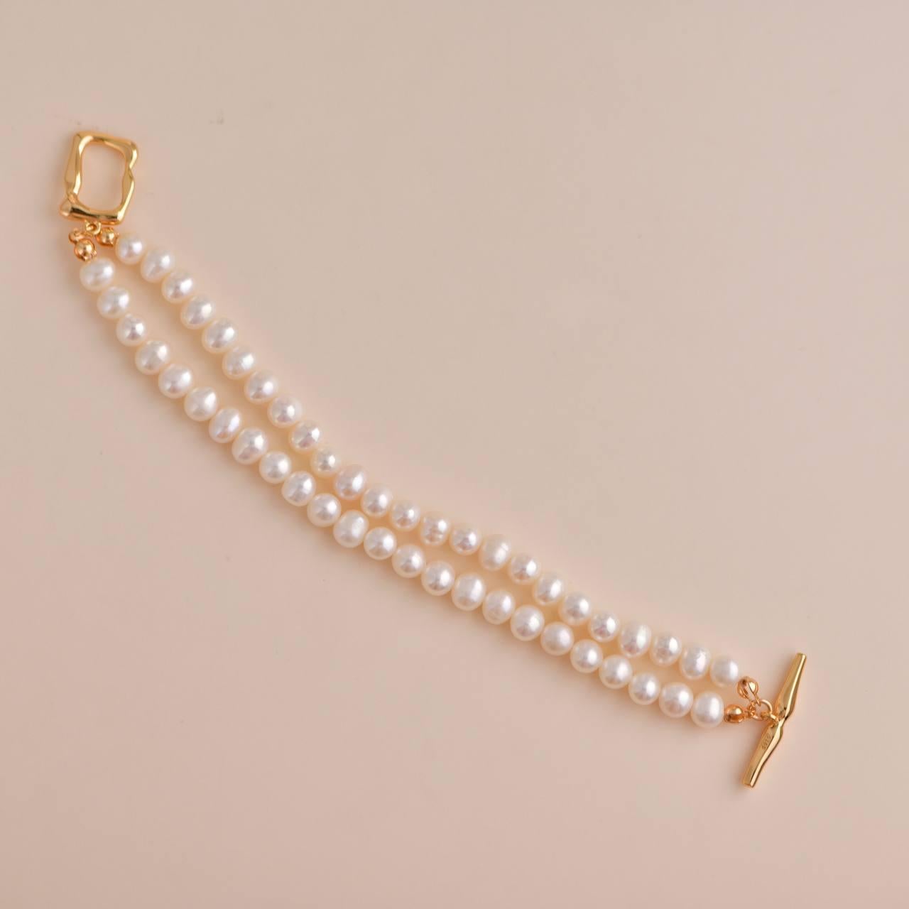 Freshwater Pearl Double Strand Bracelet For Sale 4