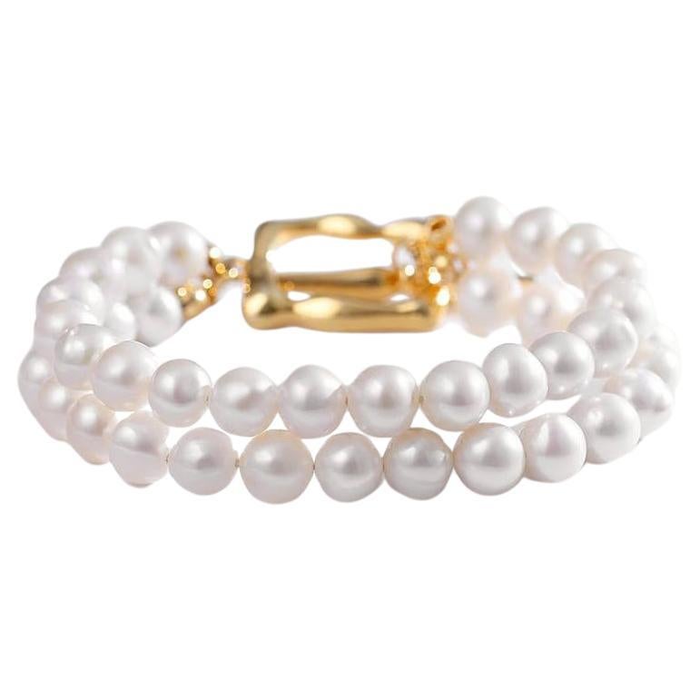 Bracelet à double rang de perles d'eau douce