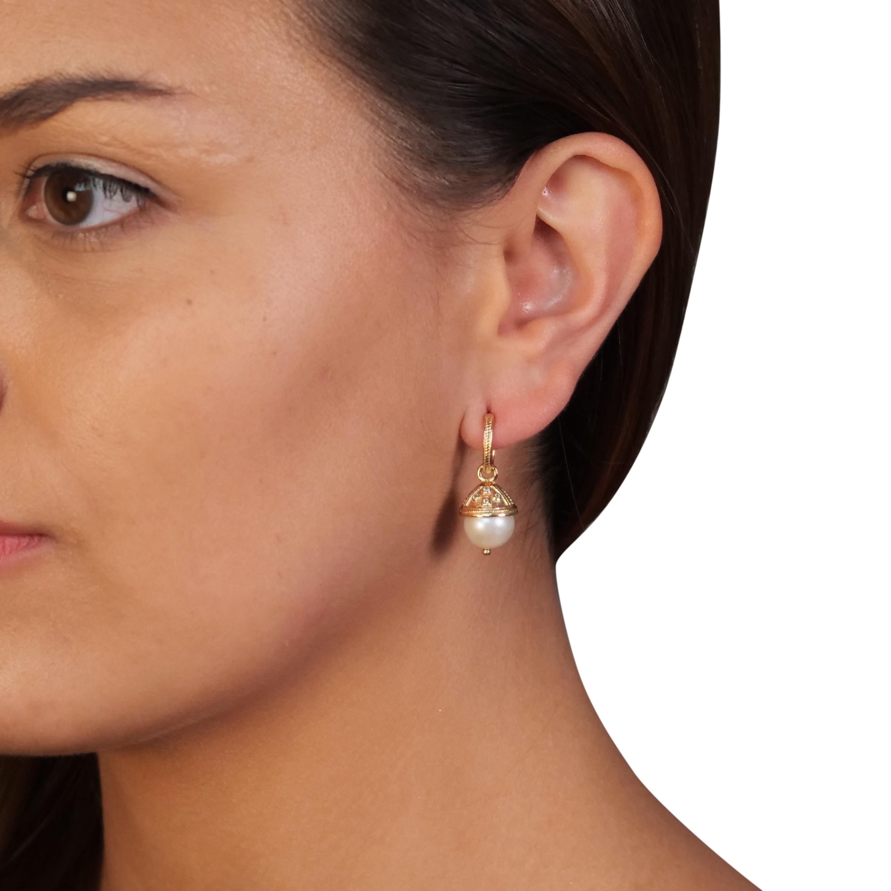 Freshwater Pearl Drop Earring in 14 Karat Yellow Gold-Plated Sterling Silver In New Condition In New York, NY
