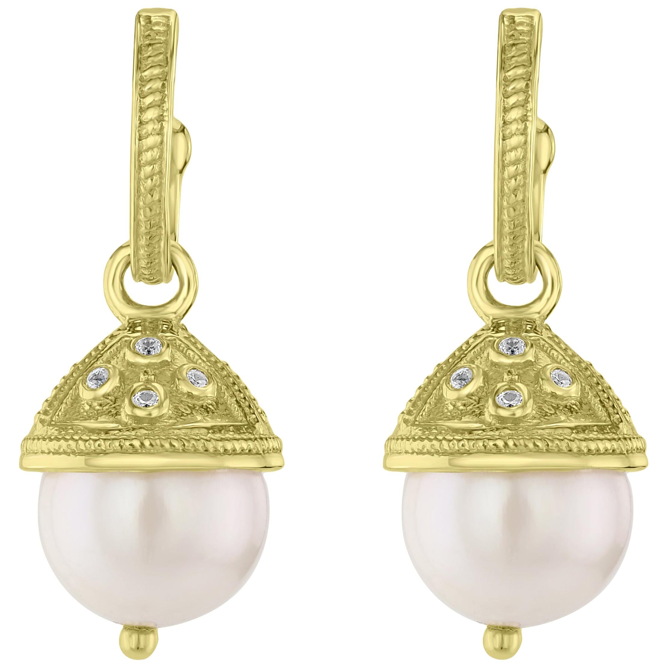 Freshwater Pearl Drop Earring in 14 Karat Yellow Gold-Plated Sterling Silver