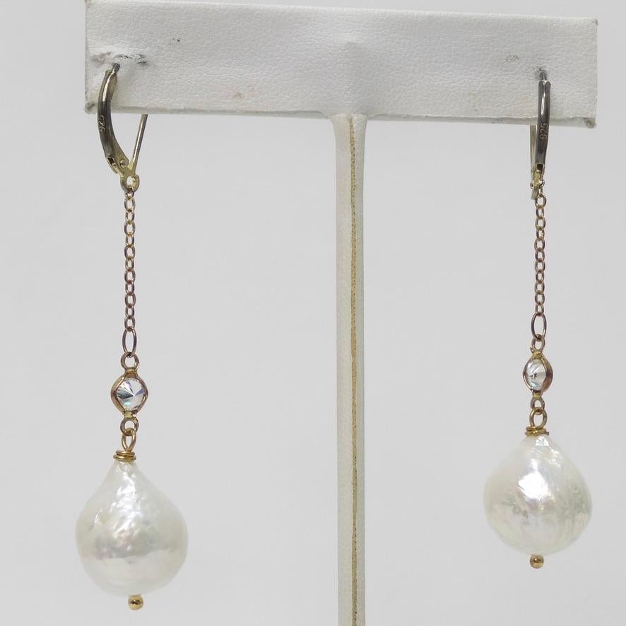 Freshwater Pearl Drop Earrings In Good Condition For Sale In Scottsdale, AZ
