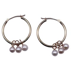 Pendientes de aro de perla de agua dulce 14KT oro