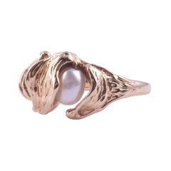 Freshwater Pearl Leaf Design Ring