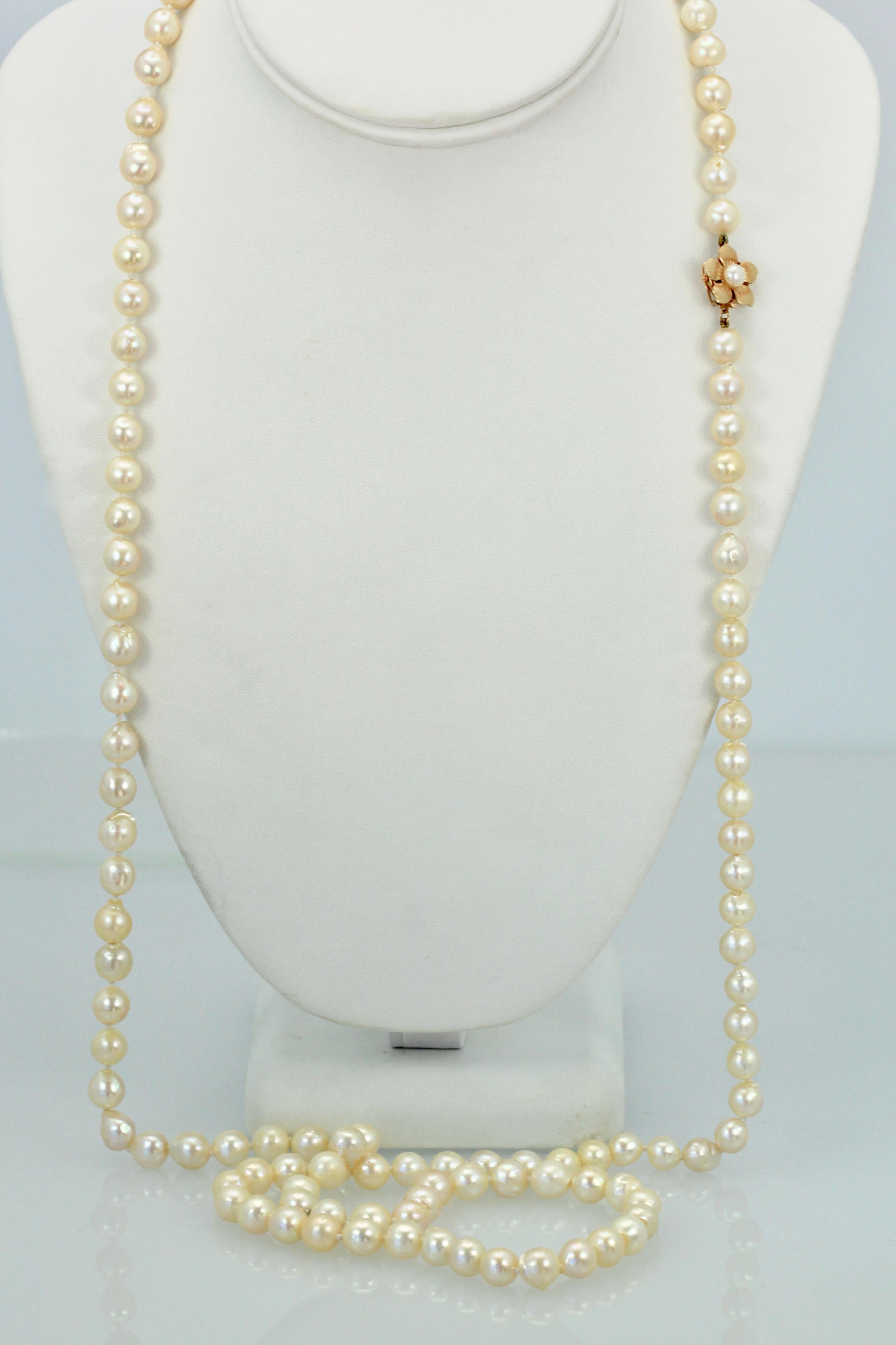 Round Cut Freshwater Pearl Long Necklace 43