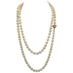 Freshwater Pearl Long Necklace 43" 14 Karat
