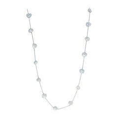 Collier de perles d'eau douce, chaîne câble en or blanc 14 carats