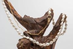 Freshwater Pearl Necklace 14K Yellow Gold Paperclip Chain Panther Pendant R4017