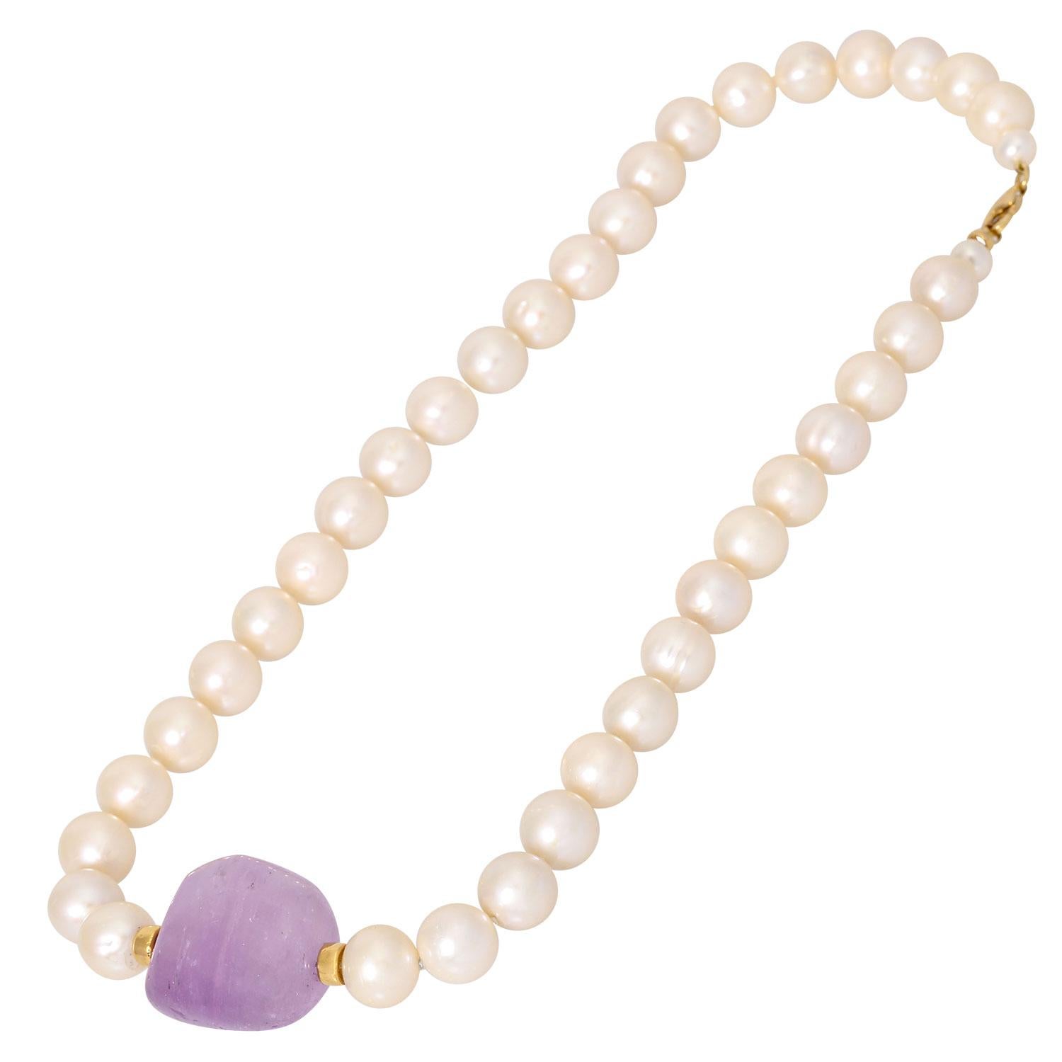 Uncut Freshwater Pearl Necklace For Sale