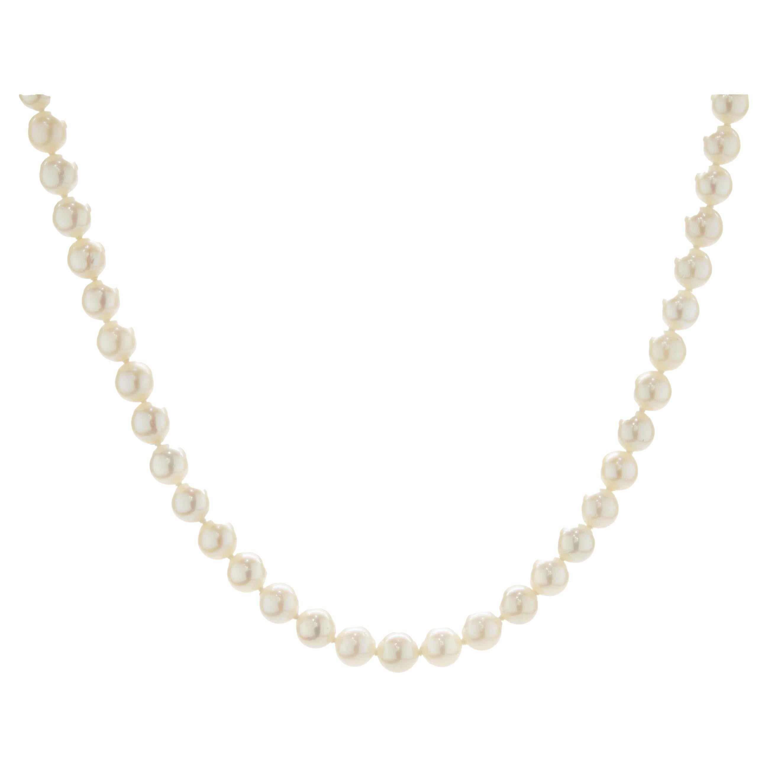 Freshwater Pearl Necklace with 14 Karat Yellow Gold Clasp For Sale