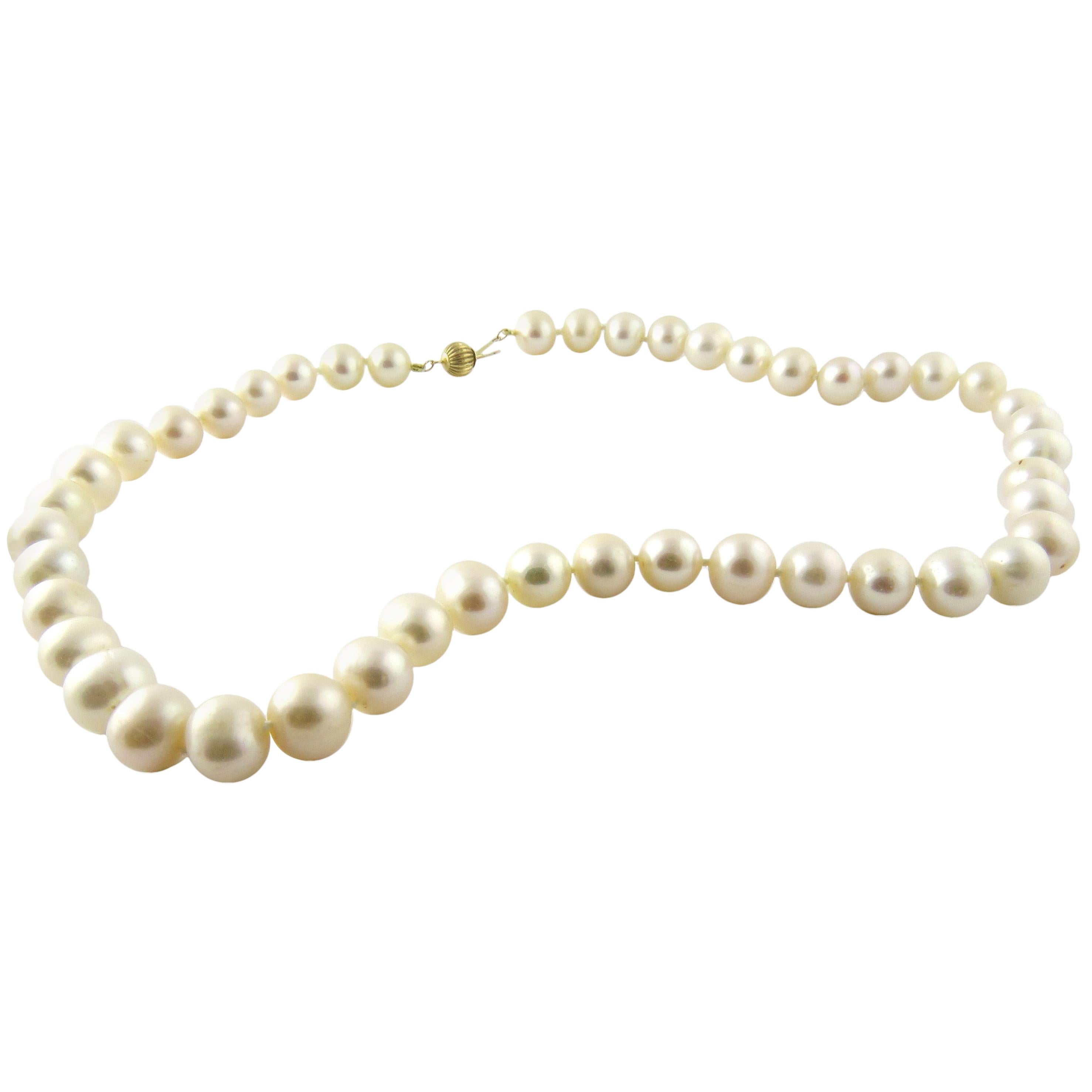 Freshwater Pearl Necklace with 14 Karat Yellow Gold Closure For Sale