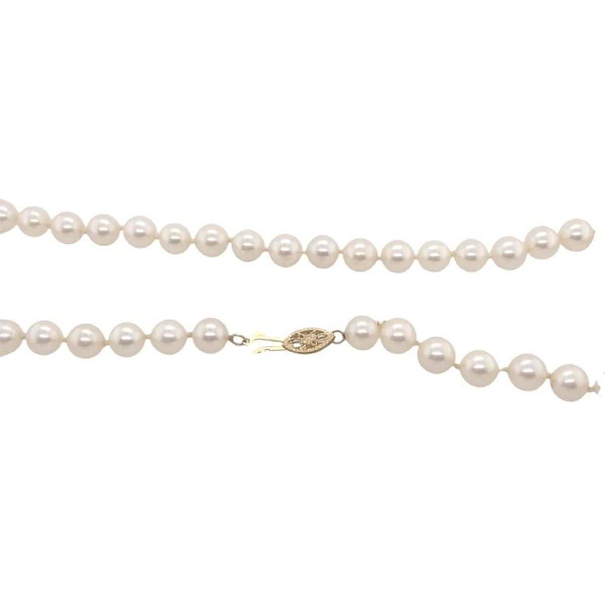 Art Deco Freshwater Pearl Necklace with 14ct Gold Clasp For Sale