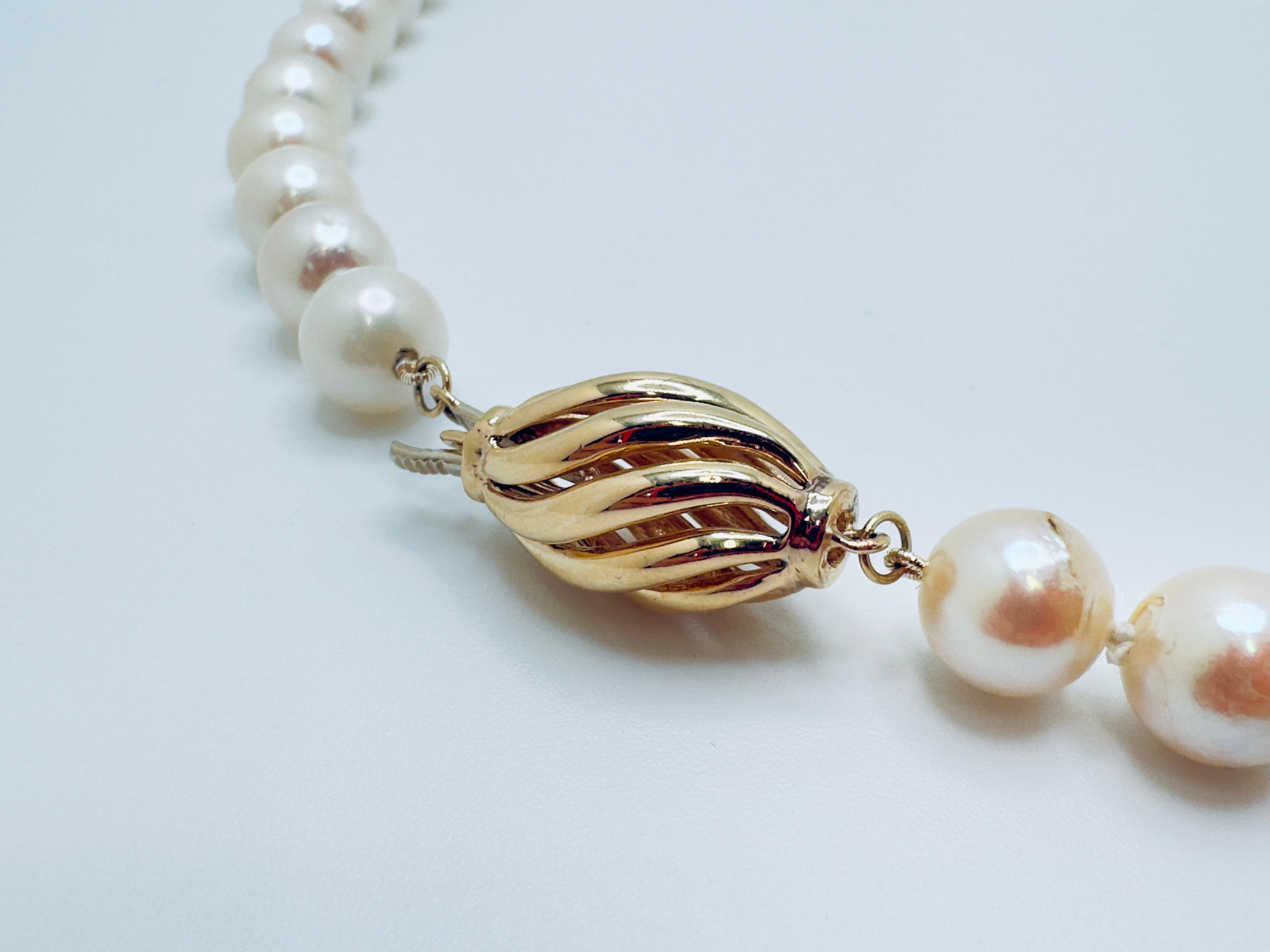 Art Deco Freshwater Pearl Necklace with swirl clasp For Sale