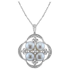 Freshwater Pearl & Pave Diamond Accents .16cttw 14k White Gold