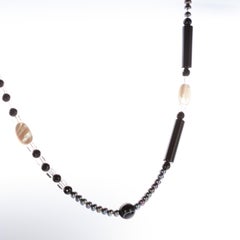 Perla d'acqua dolce Cristallo di roccia Madreperla con perline Collana lunga avvolgente Deco