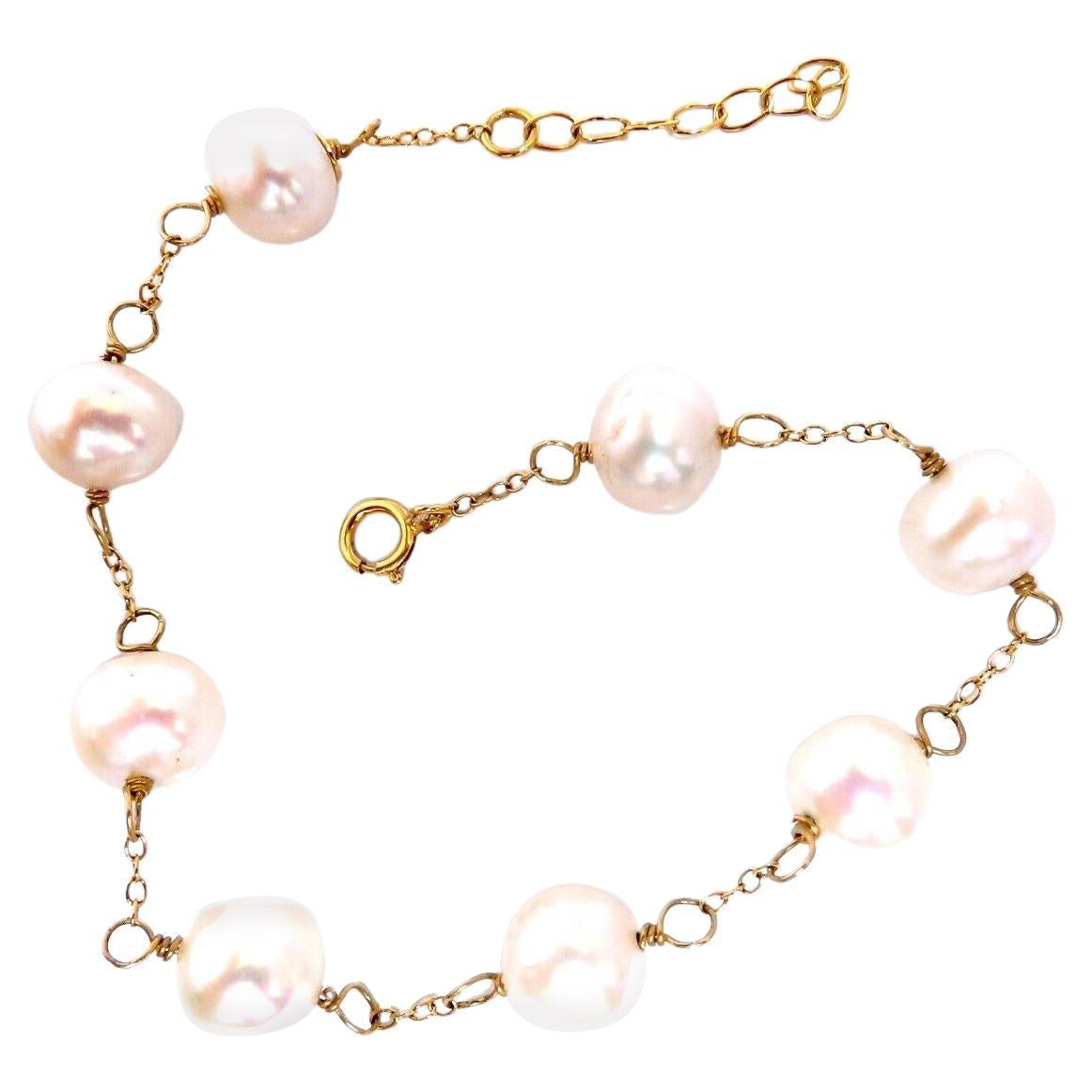 Bracelet en argent avec perles d'eau douce* en vente