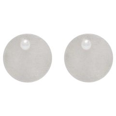 Freshwater Pearl Sterling Silver Disk Earrings