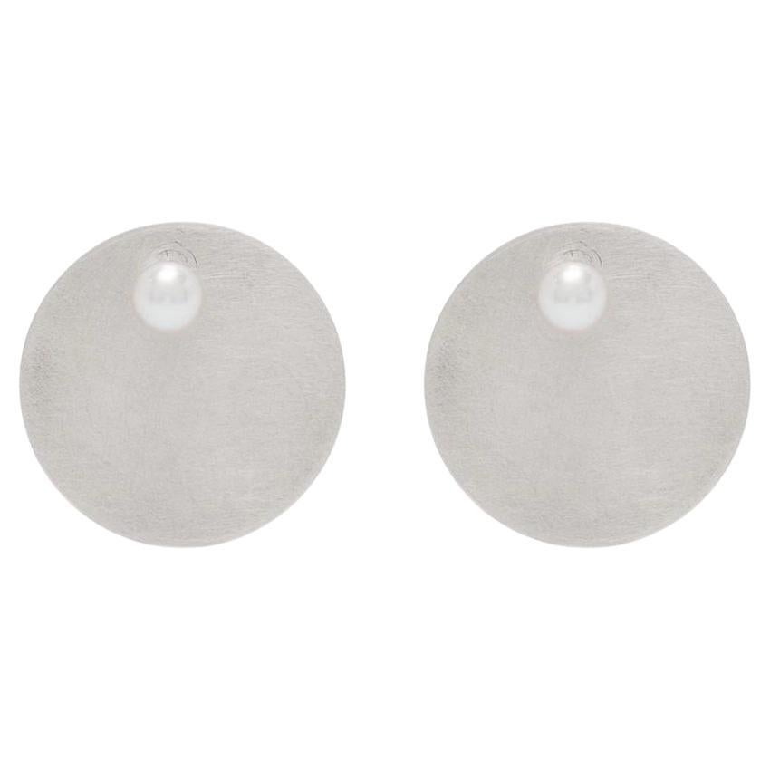 Boucles d'oreilles disques en argent sterling avec perles d'eau douce