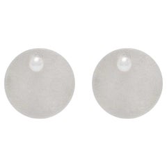 Freshwater Pearl Sterling Silver Disk Earrings