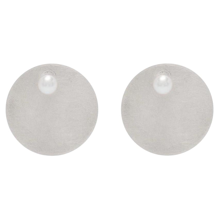 Freshwater Pearl Sterling Silver Disk Earrings