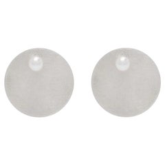 Boucles d'oreilles disque en argent sterling avec perles d'eau douce