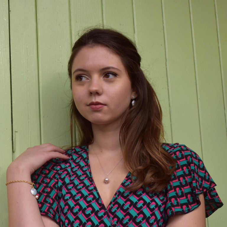 Freshwater Pearl Sterling Silver Necklace For Sale at 1stDibs