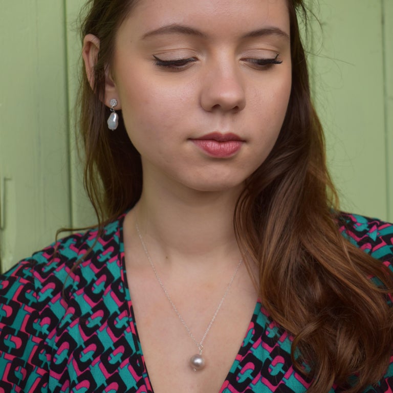 Freshwater Pearl Sterling Silver Necklace For Sale at 1stDibs