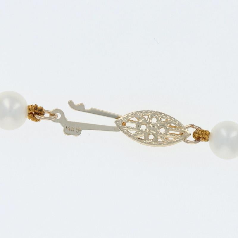 Freshwater Pearl Strand Necklace, 14k Yellow Gold Women's Gift In Excellent Condition For Sale In Greensboro, NC