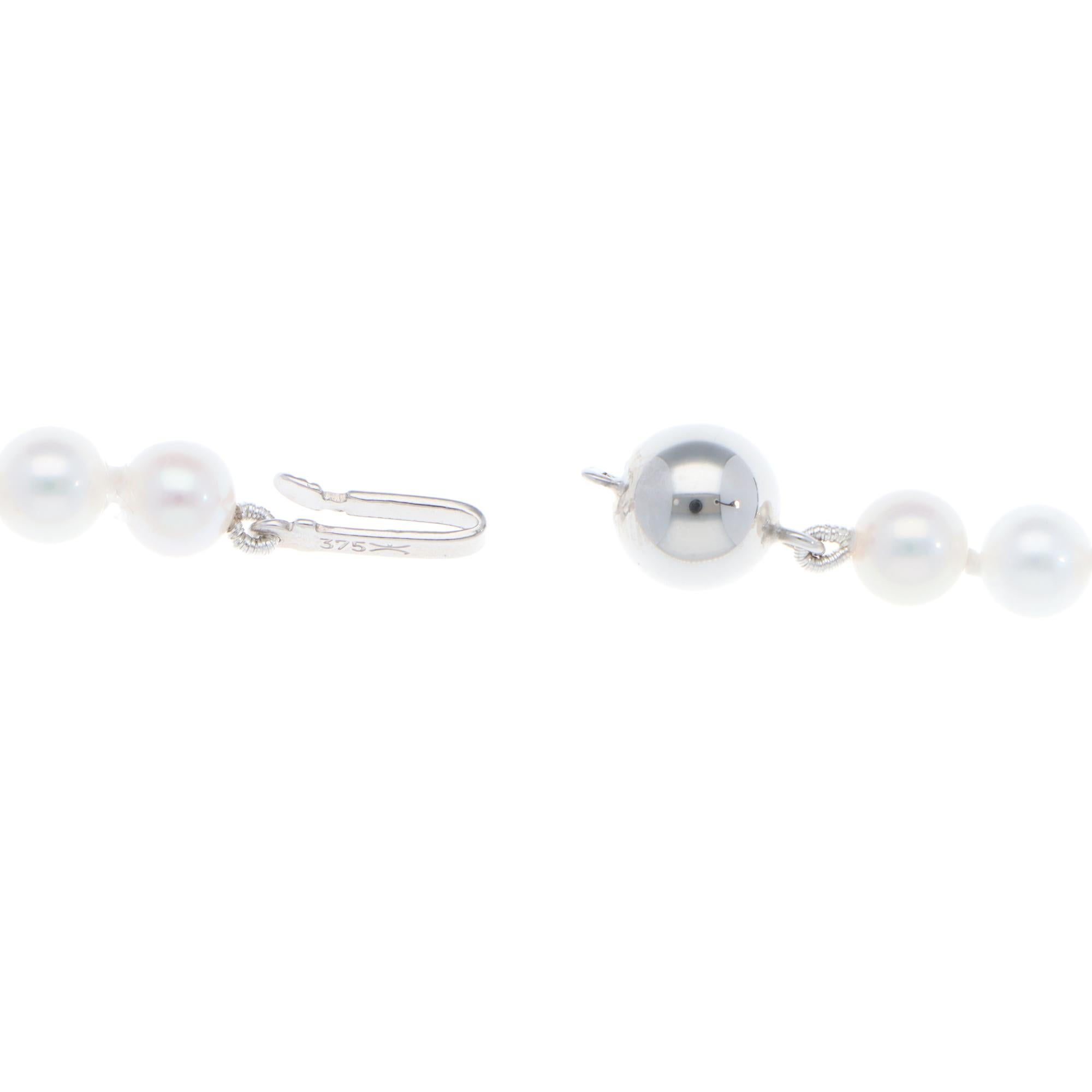Bead Freshwater Pearl Strand Necklace with White Gold Clasp