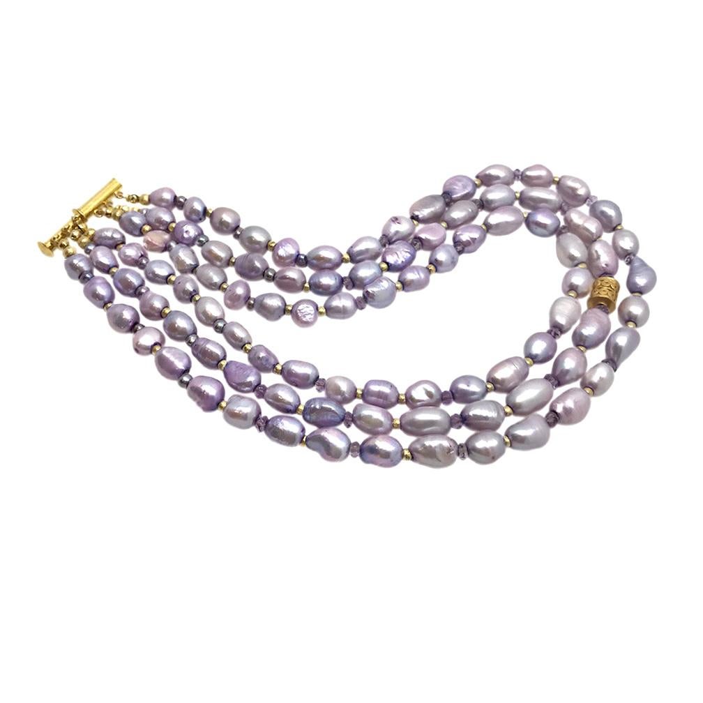 Dreifach-Strang-Halskette mit Süßwasserperlen (Regency) im Angebot