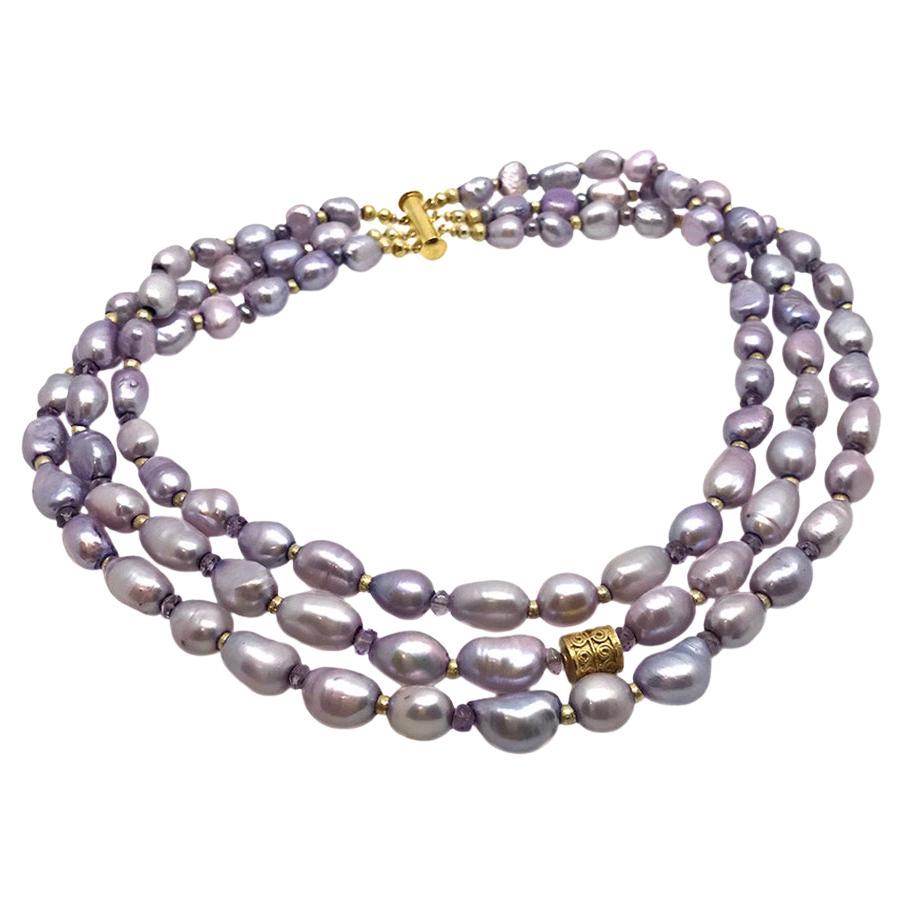 Freshwater Pearl Triple Strand Necklace