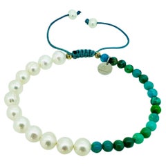 Freshwater Pearl - Turquoise Drawstring Bracelet