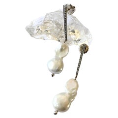Boucles d'oreilles en perles d'eau douce et diamants