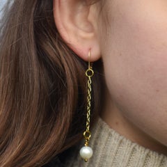 Freshwater Pearl Yellow Gold Vermeil drop earrings