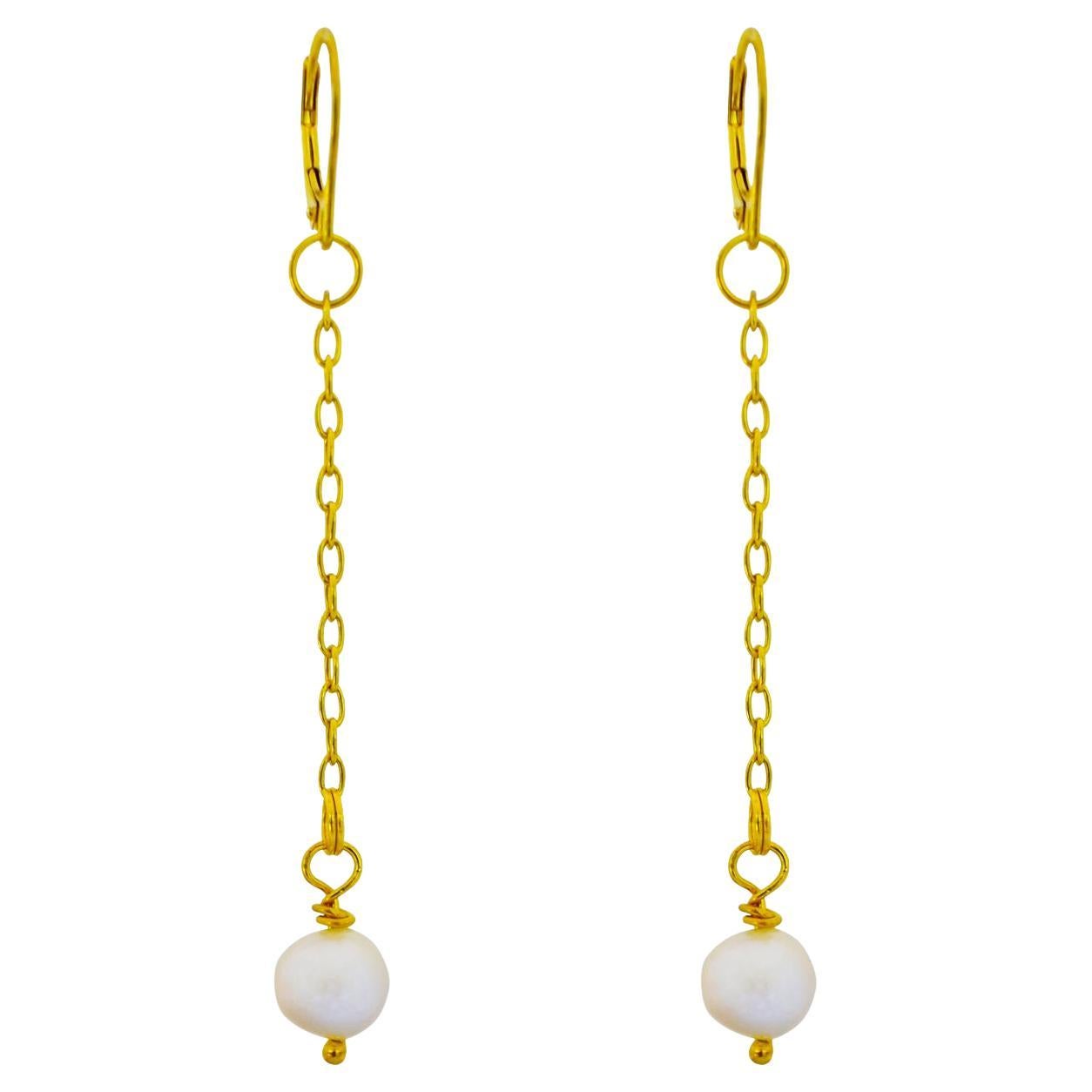 Freshwater Pearl Yellow Gold Vermeil drop earrings