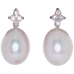 Diamond, Pearl and Antique Chandelier Earrings - 1,583 For Sale at 1stdibs