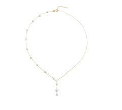 Freshwater pearls in 14 karat gold chain necklace. Pearl necklace.