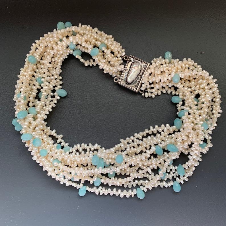 Modern Freshwater Pearls Torsade Choker Necklace For Sale
