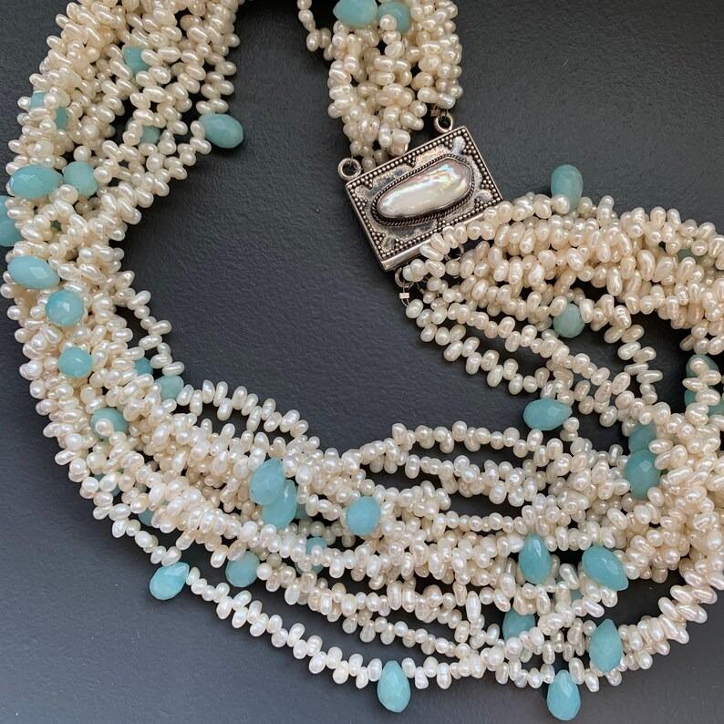 Bead Freshwater Pearls Torsade Choker Necklace For Sale