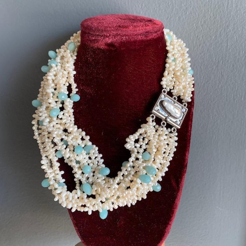 Freshwater Pearls Torsade Choker Necklace For Sale 2