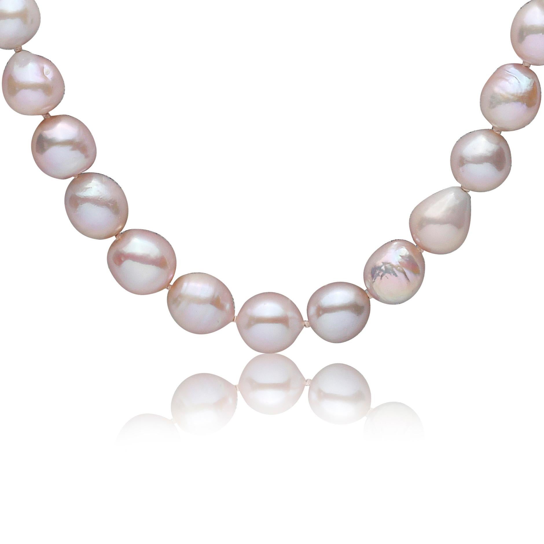 Round Cut Freshwater Pink Baroque Double Length Necklace 