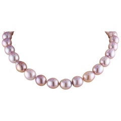 Freshwater Pink Baroque Cultured Pearl Necklace with 14 Karat White Gold Clasp