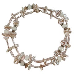 Freshwater Pink Baroque Pearl Rose Quartz Necklace