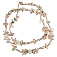 Freshwater Pink Baroque Pearl Rose Quartz Necklace