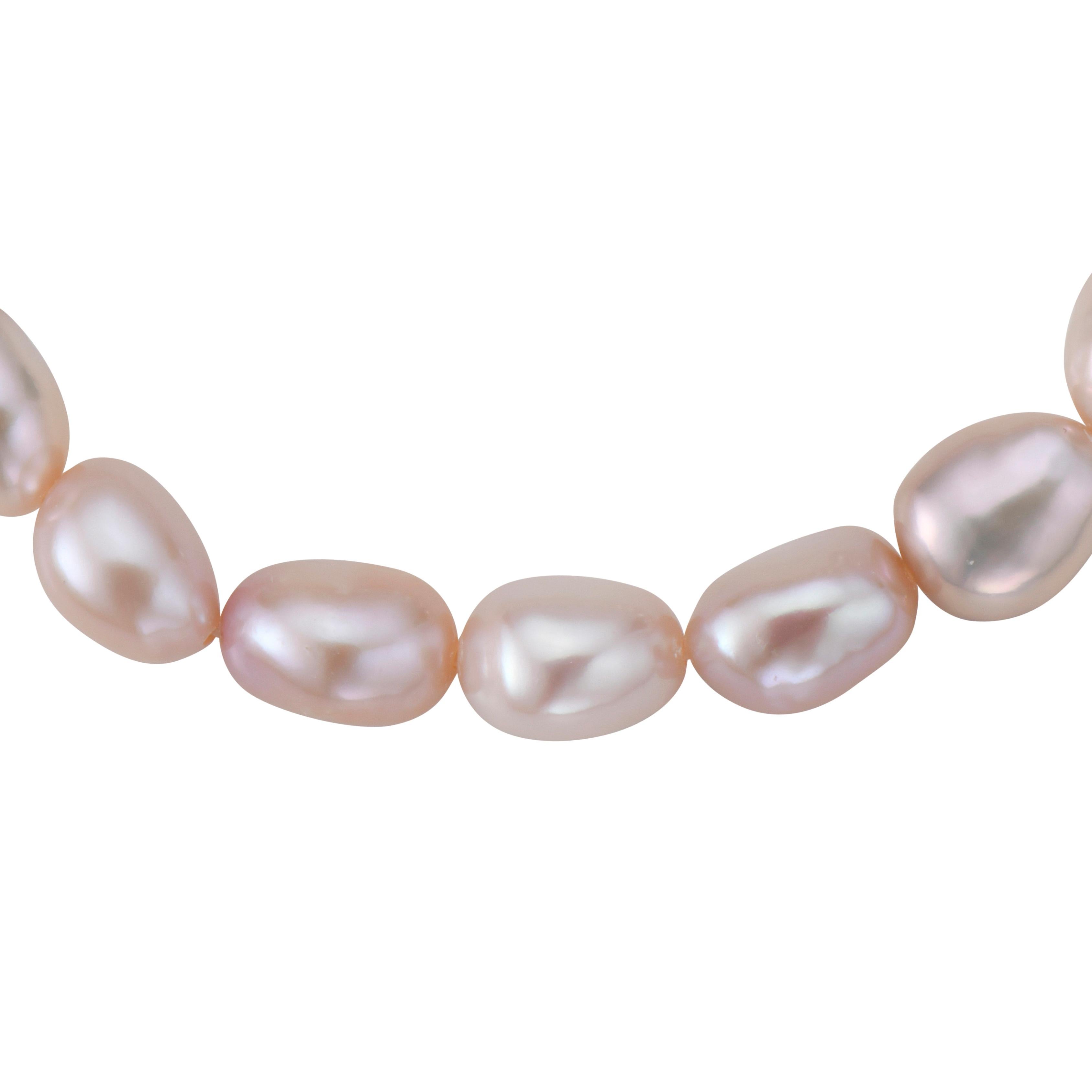 This bracelet features Cultured Freshwater Pink pearls. The pearls are 7-8mm and the bracelet is 8