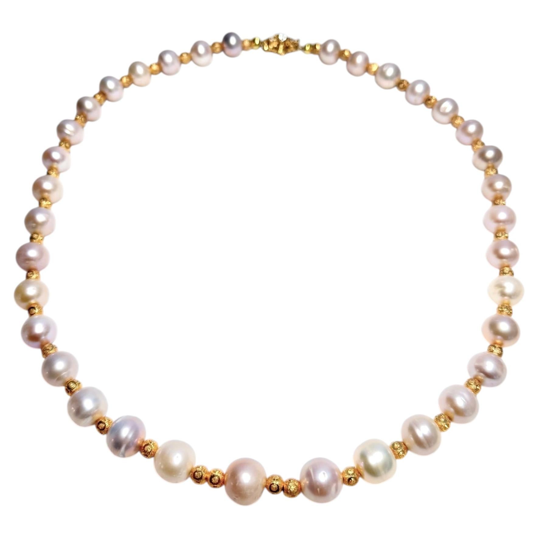 Collar de perlas rosa de agua dulce de 12-14 mm con cierre vintage de los años 80 - Único en su especie