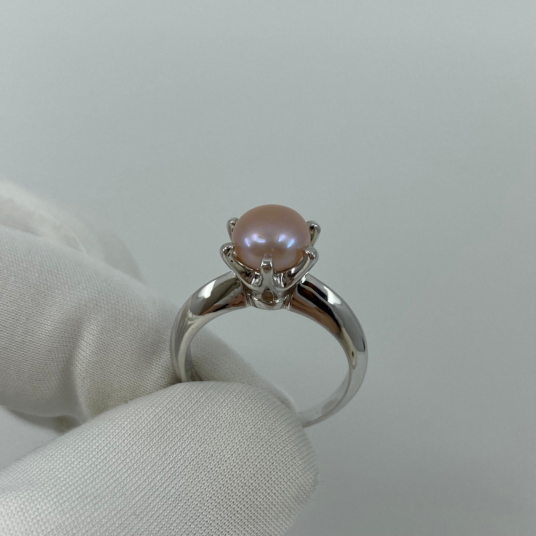 Freshwater Pink Pearl Solitaire 925 Sterling Silver Solitaire Ring 5
