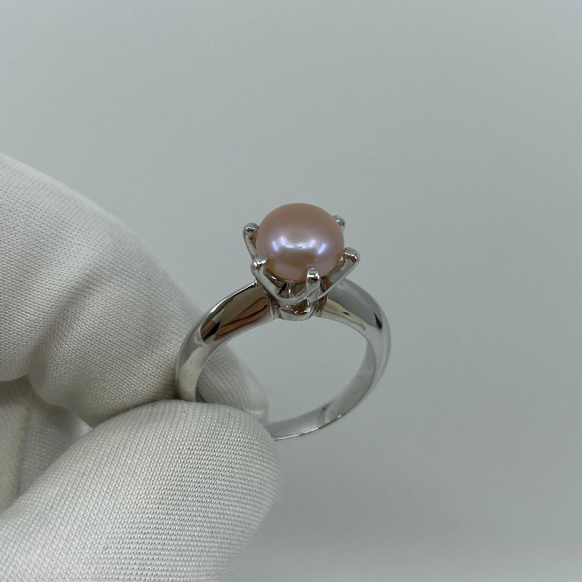 Women's or Men's Freshwater Pink Pearl Solitaire 925 Sterling Silver Solitaire Ring