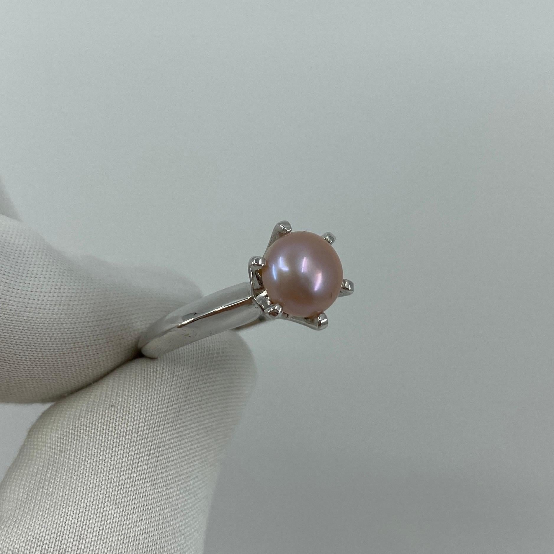Freshwater Pink Pearl Solitaire 925 Sterling Silver Solitaire Ring 1