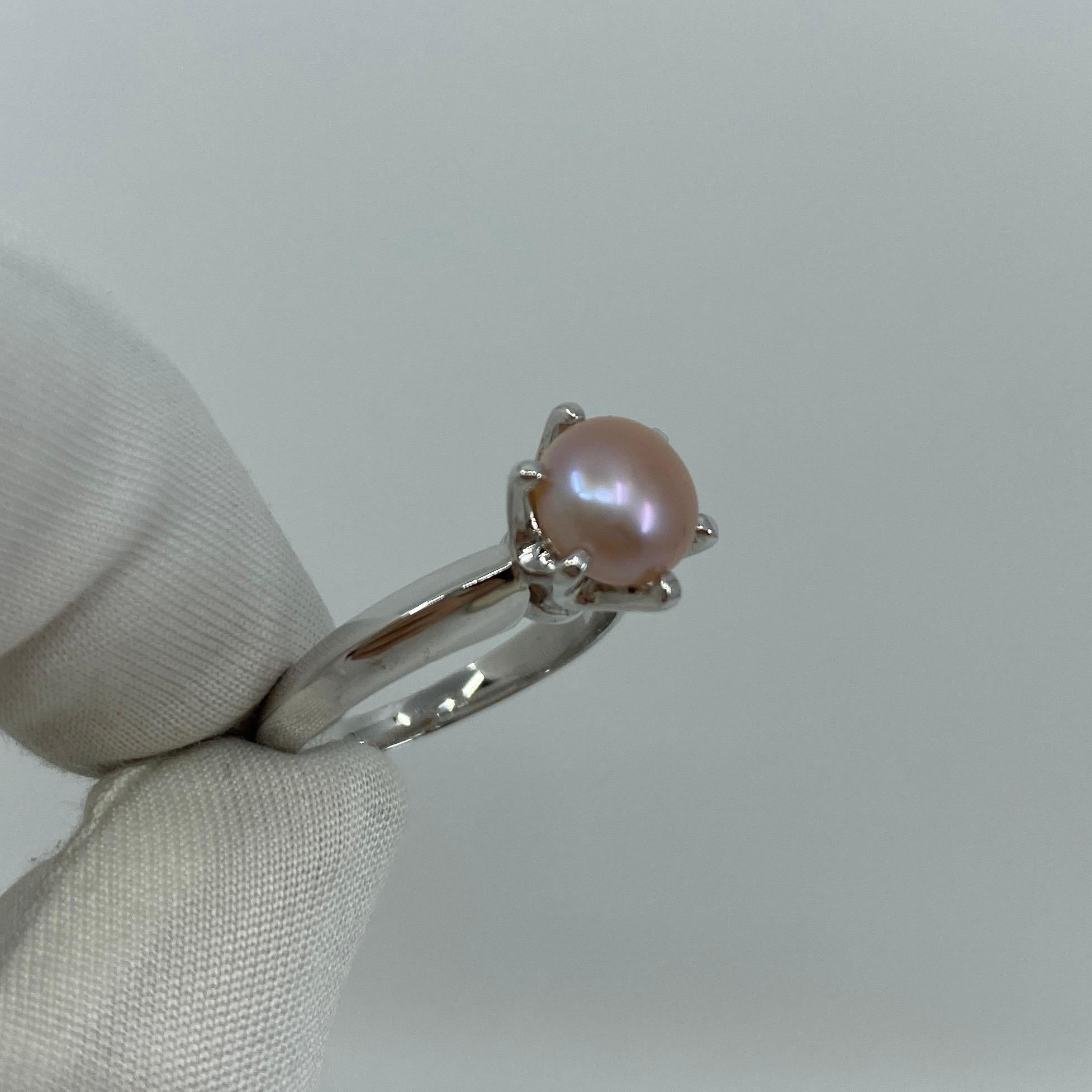 Freshwater Pink Pearl Solitaire 925 Sterling Silver Solitaire Ring 4