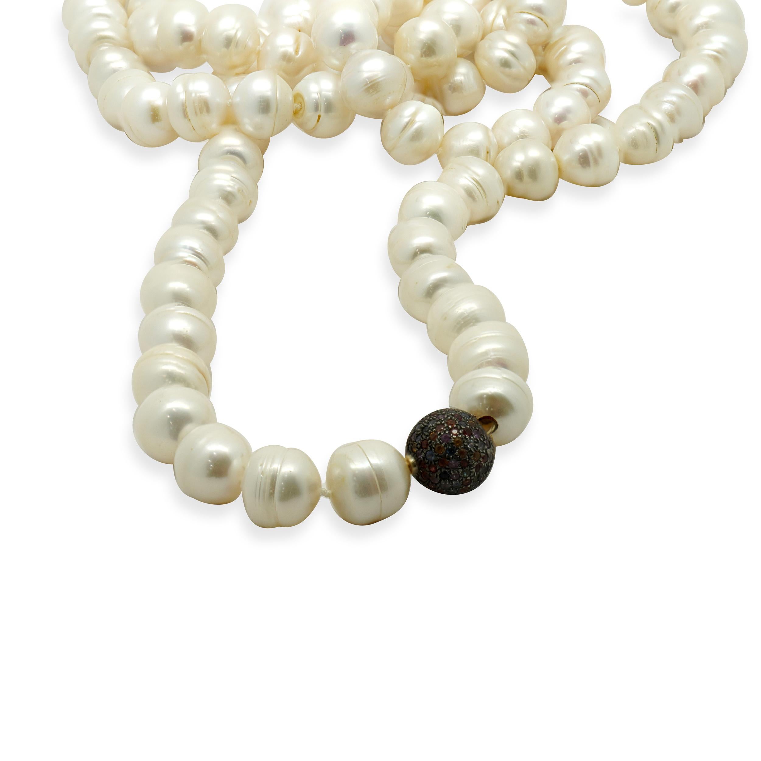 Collana di perle barocche rosa d'acqua dolce con chiusura in argento 925 In condizioni buone in vendita a Scottsdale, AZ